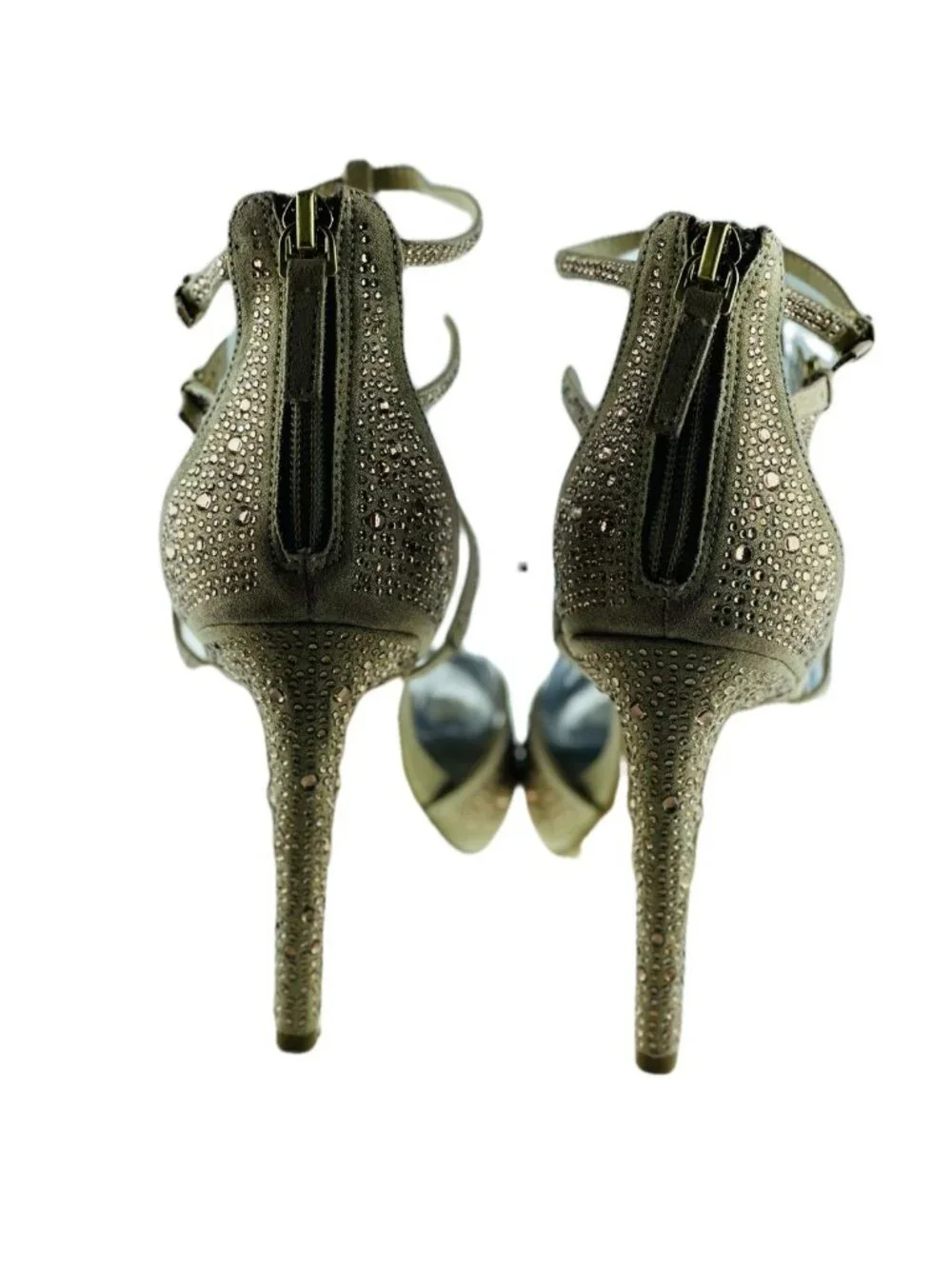 AUDREY BROOKE Gold Rhinestone Strappy Heels 4